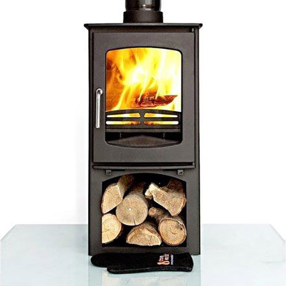 Sentinel Ottawa Curve wood burning stove with log stand